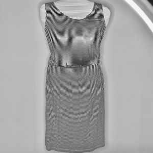 Black and White Stripe Scoop Neck Dress